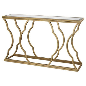 Dimond Home Metal Cloud & Glass Console Table, Gold & Clear Top