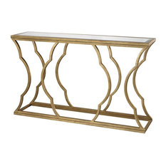 Dimond Home Metal Cloud & Glass Console Table, Gold & Clear Top