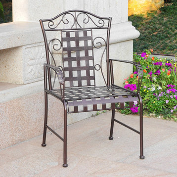 Mandalay Iron Lattice Lawn Chairs, Set of 2, Hammered Bronze