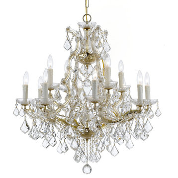 Maria Theresa 13 Light Clear Crystal Gold Chandelier