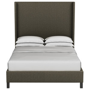 Lincoln Crushed Velvet Shelter Bed Transitional Panel Beds By Tandem Arbor Houzz