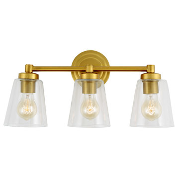 Wilshire 3 Light Bathroom Vanity Light, Satin Brass