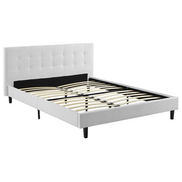 Modway Linnea Full Modern Polyester Fabric and Wood Bed in White