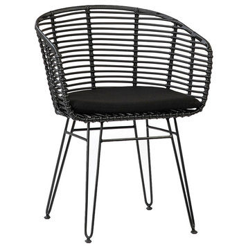 Outdoor Black Rattan Dining Chair