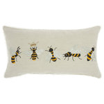 Mina Victory - Mina Victory Plush Lines Queen Bee 5 Bees 12" x 22" Multicolor Throw Pillow - A fabulous range of wildlife to suite a variety of lifestyles. Cheery, clever designs on natural cotton fabric- fun, funky bold and wild. With varied texture and colors they guarantee to bring the perfect touch of whimsy and warmth to any space