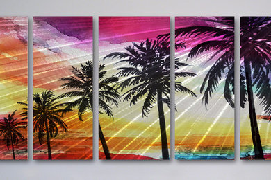 'Five Palms' 2'x5' Metal Wall Art