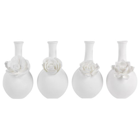 "Cameo" Porcelain Long Neck Vase (Set of 4)