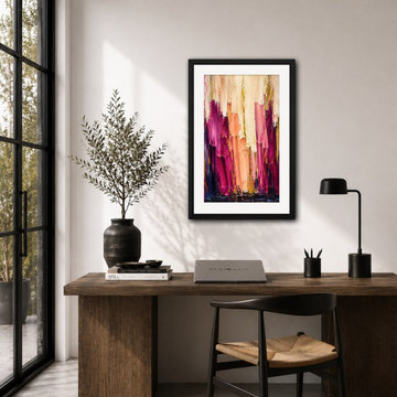Wildflower Fields Framed Art in a Modern Home Office