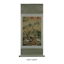 Museum Printed Version Chinese Master Art Works 8 Horses Motif Scroll - Prints And Posters