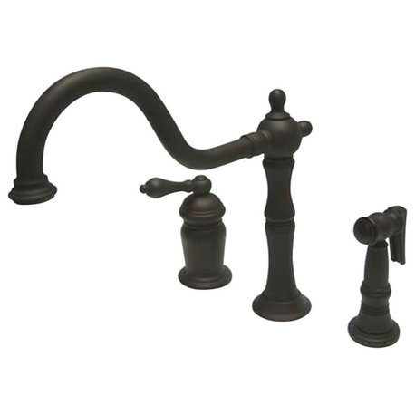 Kingston Single-Handle Widespread Kitchen Faucet w/Sprayer, Oil Rubbed Bronze