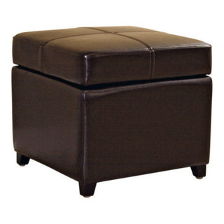 Baxton Studio Full Leather Storage Cube Ottoman Transitional