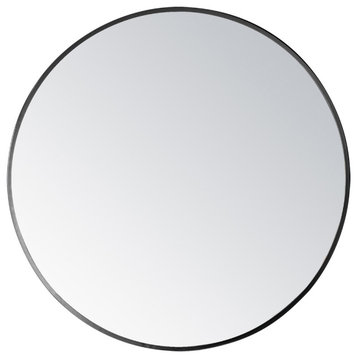 Emilia 28" Round Bathroom/Vanity framed Wall Mounted Mirror, Brushed Black