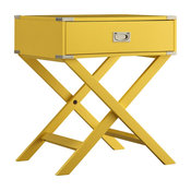Alastair Wood Campaign Accent Table Nightstand, Yellow