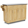 Contemporary Kitchen Cart, Sturdy Design With Stainless Steel Hardware, Brown