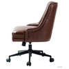 Upholstered Swivel Task Chair With Nailhead Trim, Brown