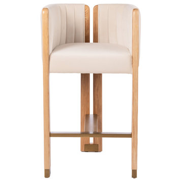 Monaco Wood Upholstered Counter Chair, Off White