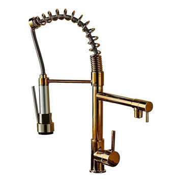 Calvados Single Handle Deck Mounted Kitchen Sink Faucet, Gold
