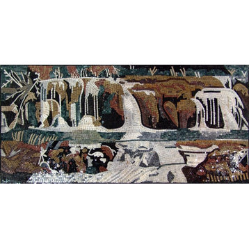 River Falls Hand Made Marble Mosaic, 26"x51"