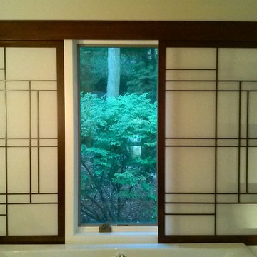 Shoji screens for bathroom window