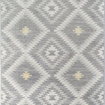 Rugs America - Rugs America Bodrum BR30F Tribal Moroccan Kilim Gray Area Rugs, 8'x10' - With a power loom construction and flat weave, the CosmoLiving Soleil collection's Myra rug is a total no-brainer. Aside from its to-faint-for allover zigzag diamond print, it's got a killer border on both ends with gray-and-yellow diamonds all across, bringing to mind the exotic motifs of Morocco. A low pile that's soft and decadent to the touch doesn't hurt, either.Features