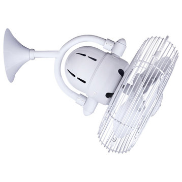 Matthews Fan, Kaye 3-Speed Oscillating Wall or Ceiling Mount Fan, Gloss White