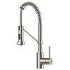 Bolden Commercial Style 2-Function Pull-Down 1-Handle 1-Hole Kitchen Faucet, Spot Free Stainless Steel With Soap Dispenser