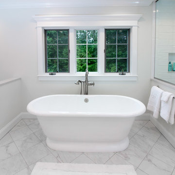Contemporary & Transitional Sea Salt Classic bath remodel w/ classic marble tile