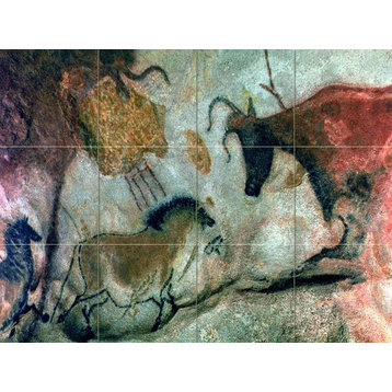Tile Mural Cave Painting, Caves and Rock Parietal Art V Ceramic Glossy