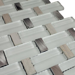Glossy White & Beige Marble & Silver Aluminum Authentic Glass Mosaic Tiles Colle - Home Accessories & Decor