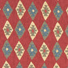 Red, Blue and Beige, Diamond Southwest Style Upholstery Fabric By The Yard