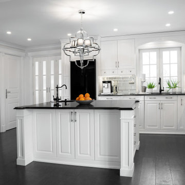 Luxury White Kitchen with Island & Black Granite Worktops