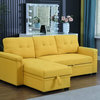 Convertible Sectional Sleeper Sofa, Large Storage Chaise & USB Ports, Yellow