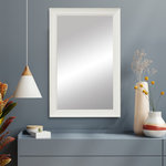 Frame My Mirror - Blanco White Framed Wall Mirror, 36"x42" - Like the edges of an old Polaroid picture, the frame of the Blanco framed mirror adds a pop of white to draw attention to your custom mirror. The edges are aged in color, giving this frame a bit of an antique feel. The frame is tall along the outside edge, and it slopes gently down to the inner edge, which is beveled for added depth.