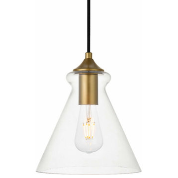 Elegant Lighting LD2244 Destry 1 Light 8"W Mini Pendant - Brass / Clear