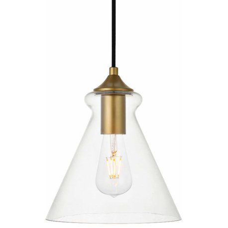 Elegant Lighting LD2244 Destry 1 Light 8"W Mini Pendant - Brass / Clear