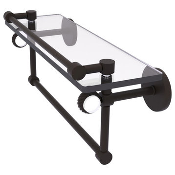 Clearview 16" Glass Gallery Twist Accent Shelf and Towel Bar, Oil Rubbed Bronze