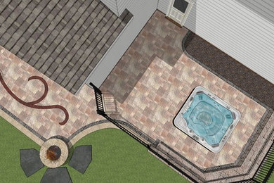 Sunken Hot Tub, Paver Patio and Ornamental Fence
