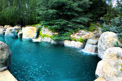 Pool - large rustic pool idea in San Francisco