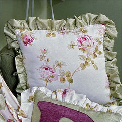 Princess Rose Initial Pillow with Ruffle by Bebe Chic - Decorative Pillows