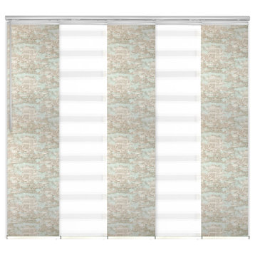 Blanched White-Florentina 5-Panel Track Extendable Vertical Blinds 58-110"x94"