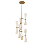 Kalco - Milo 10-Light Foyer Chandelier - Milo 10 Light Foyer ChandelierStyle: MidcenturyRated: DryPower: HardwireLamping: 10 light(s). 3W LEDBulb(s) included.Finish: White And Vintage BrassTrendy Mid-Century inspired design with dual LED lamping for maximum efficiency. The Milo Collection features a variety of configurations to fit every space  from sconce and entry to dining. Introduced in June of 2016 in a sleek Matte Black with Vintage Brass accents  Kalco has added a Warm White finish  also featuring vintage brass accents.