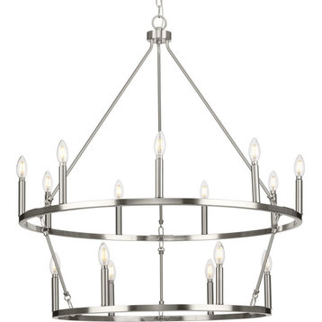 Gilliam Collection Fifteen-Light Brushed Nickel New Traditional Chandelier