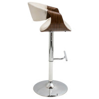 lumisource Curvo Adjustable Barstool in Walnut Wood, Cream