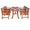Quentin 5-piece Reddish Brown Wood Patio Dining Set with Curve Table Legs