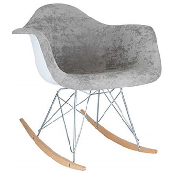 LeisureMod Wilson Velvet Eiffel Base Rocking Chair