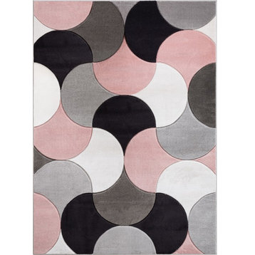 Well Woven Good Vibes Helena Modern Abstract Geometric Blush Pink Area Rug