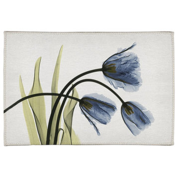 Blue Tulip Trio XRay Flowers 5'x7' Chenille Rug
