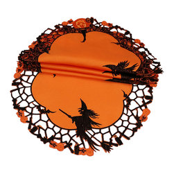 Xia Home Fashions - Witch Embroidered Cutwork Round Doilies, Set of 4 - Placemats