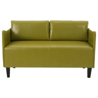 Nile Green Leather Loveseat