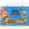 "Cape Cod, Massachusetts, Detailed Auto Map of Cape Cod" Print, 24"x36"